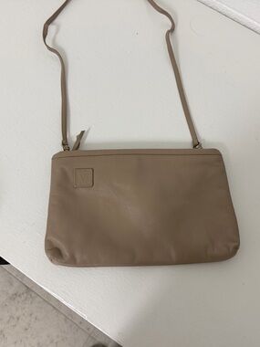 Vintage Anne Klein for Calderon Tan Leather Crossbody Bag Neutral Casual
